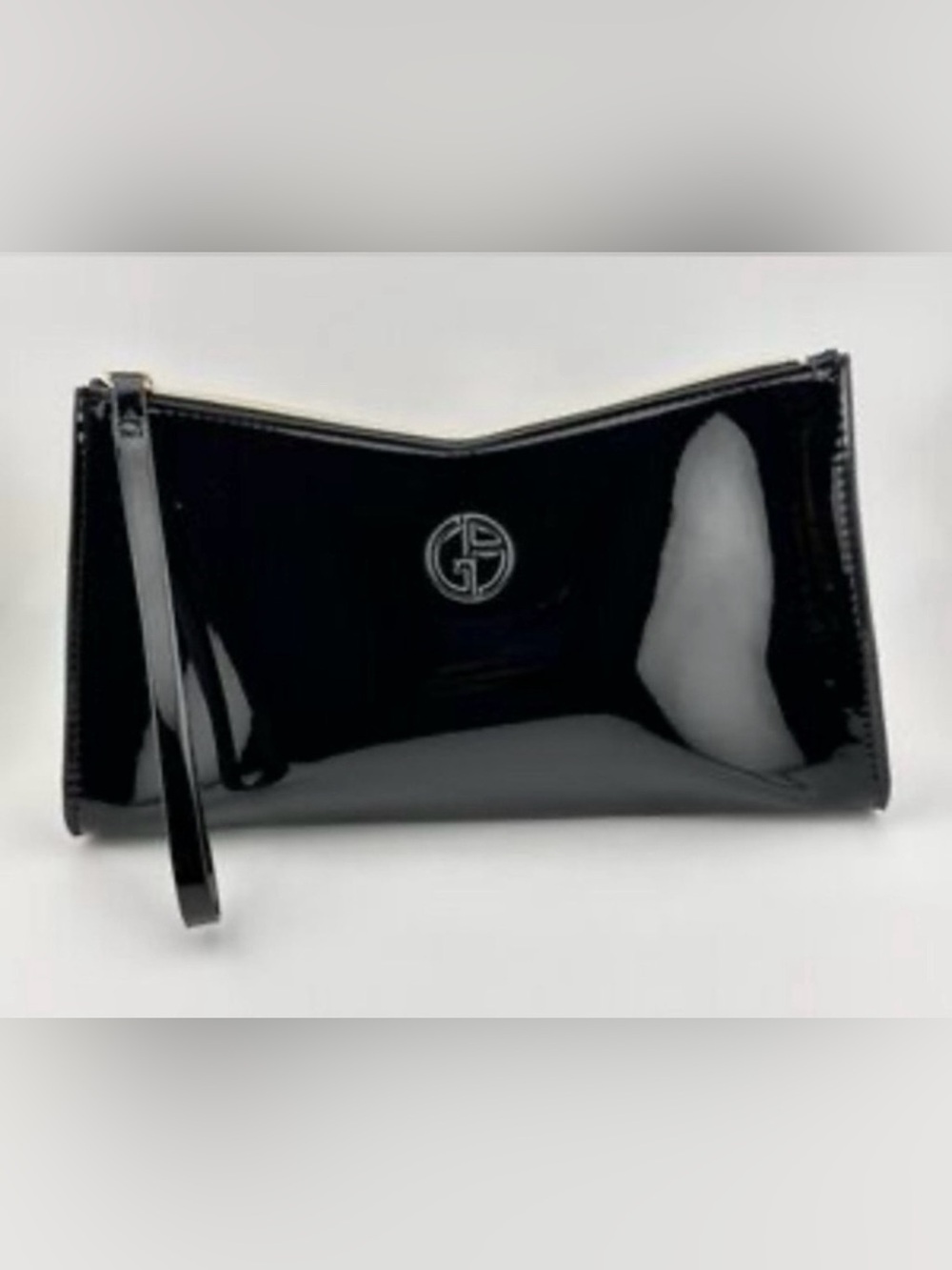 Giorgio Armani Beauty Black Patent Wristlet Cosmetic Pouch NWT